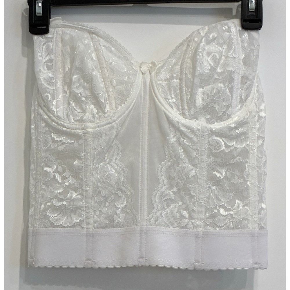 Vintage Goddess White Lace Bustier Corset Top 34D Wedding Coquette Romantic USA